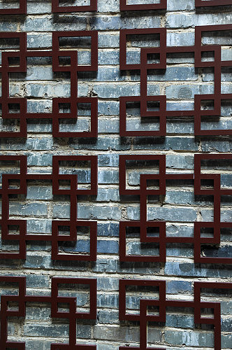 中式古镇建筑外墙肌理元素摄影图片
