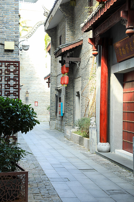 中式古镇建筑街景元素摄影图片