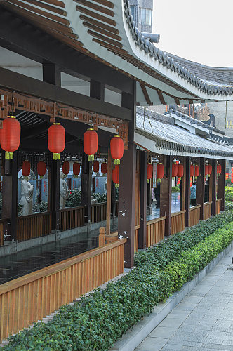 中式古镇建筑民宿元素摄影图片