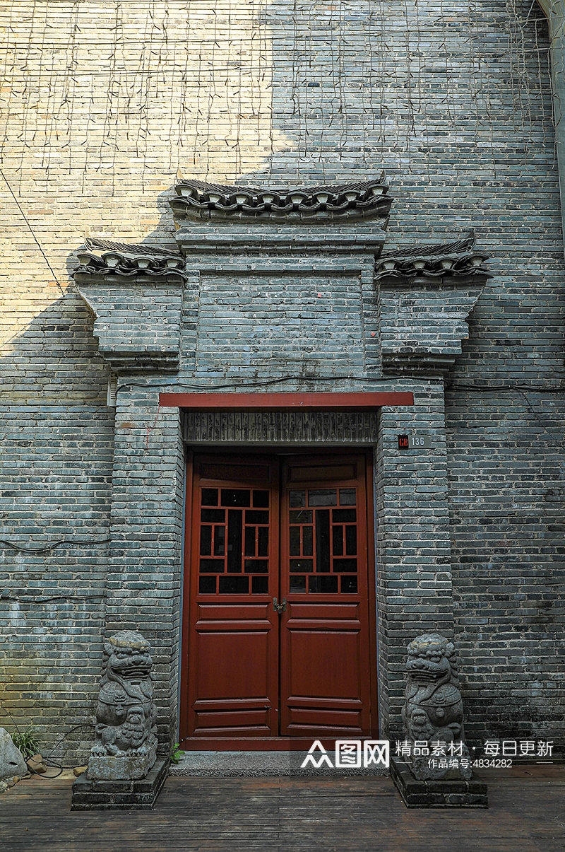 中式古镇建筑外景大门元素风光摄影图片素材
