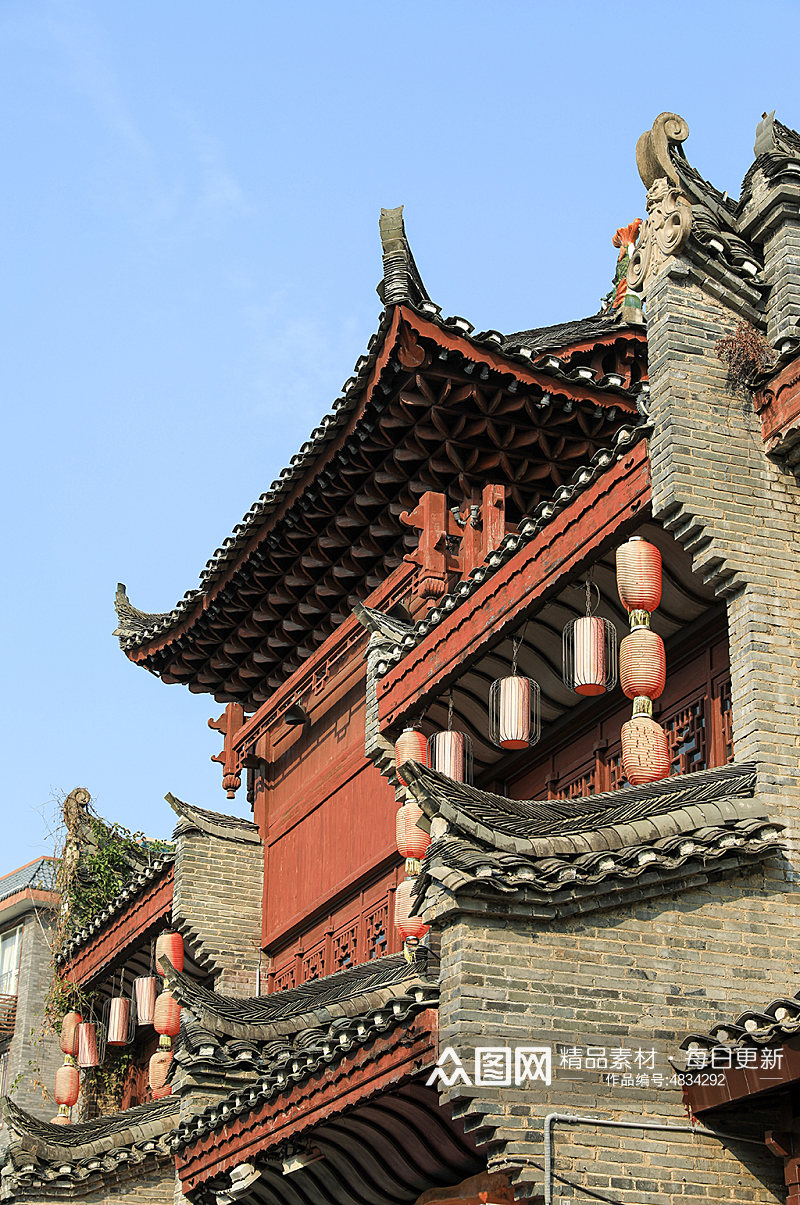 中国风建筑外景中式古镇建筑摄影图片素材