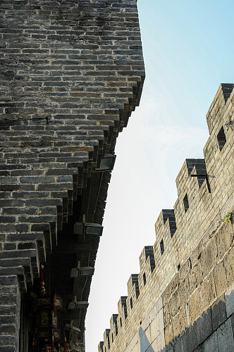 中式古镇建筑外景屋檐围墙风光摄影图片