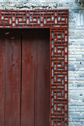 古风木门建筑外景街景人文风光摄影图片