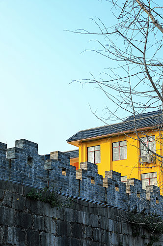 民宿建筑外景城墙景观摄影风光摄影图片