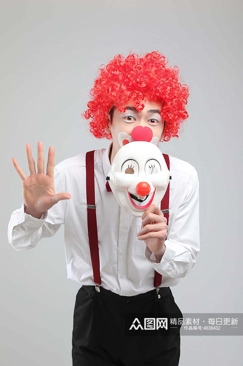 红色愚人节小丑人物摄影图片素材