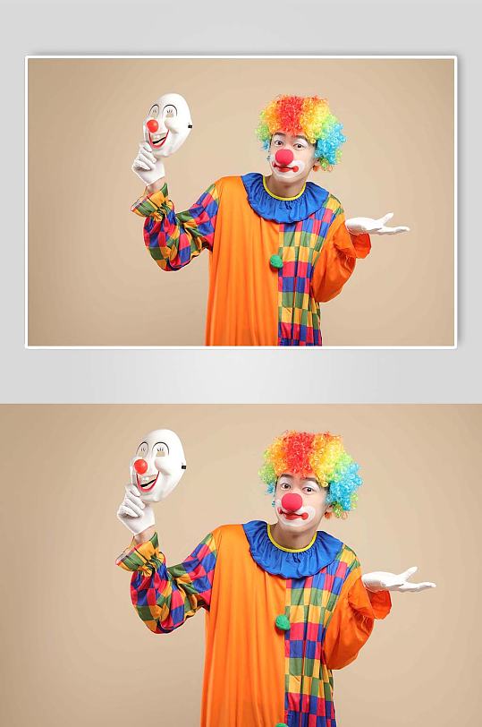 滑稽橘色小丑人物摄影图片
