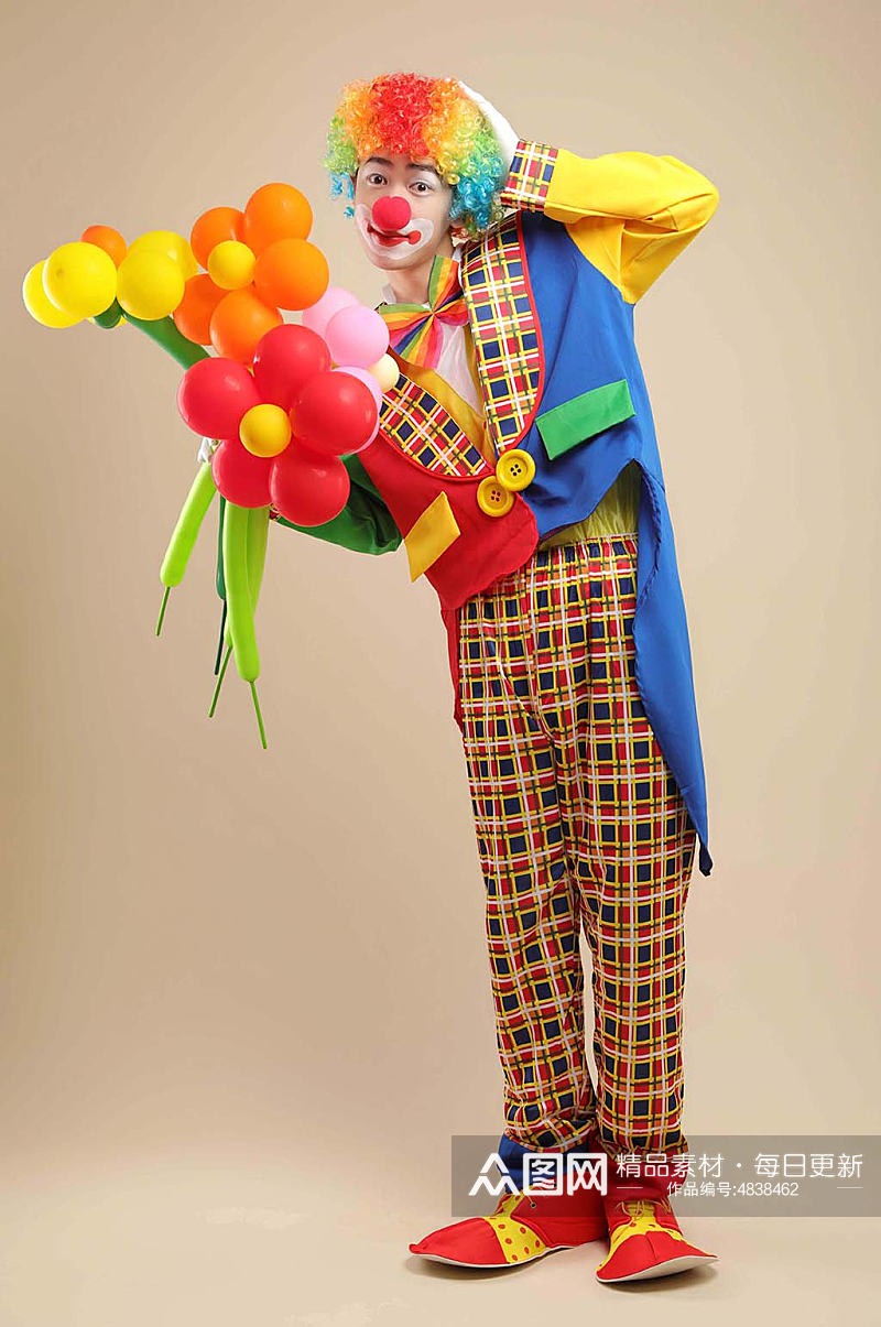 滑稽彩色小丑人物摄影图片素材