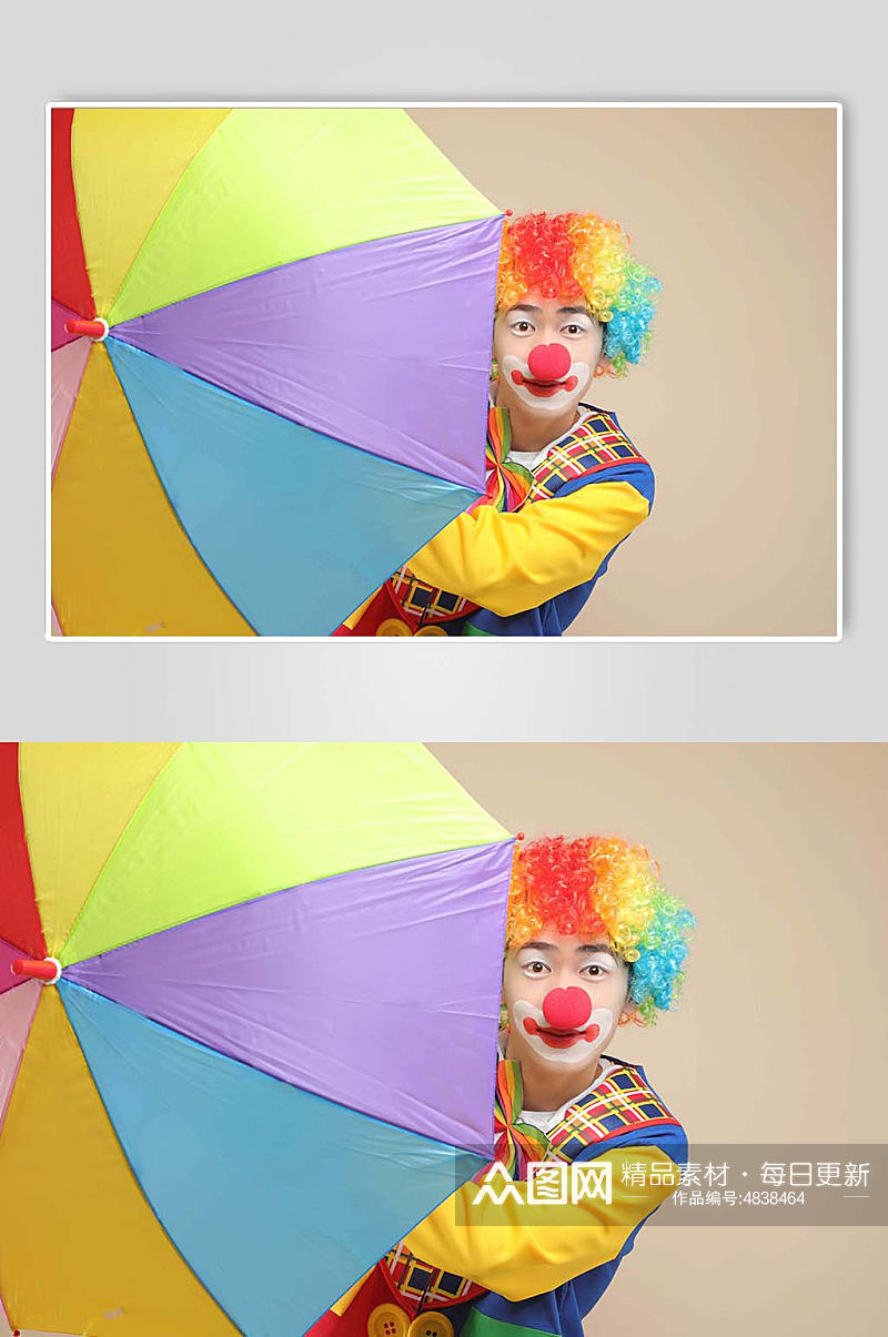 滑稽彩色小丑人物摄影图片素材