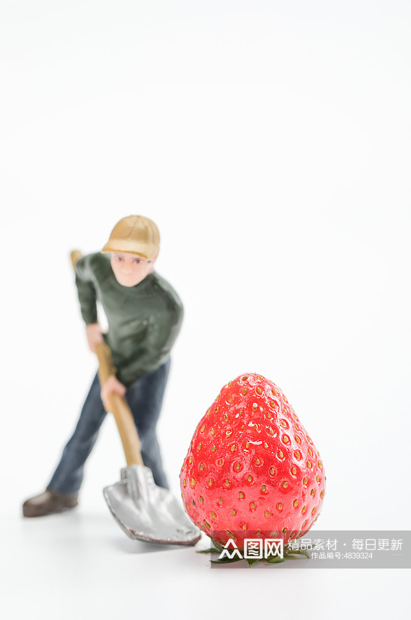 微缩小人工人草莓水果食物物品摄影图片素材