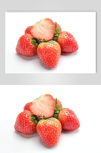 新鲜红色草莓切面水果食物物品摄影图片