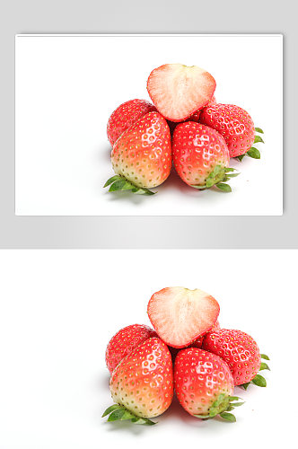 新鲜红色草莓切面水果食物物品摄影图片