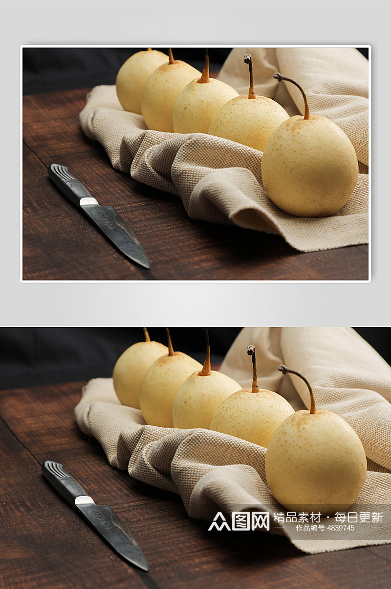 新鲜梨子排列水果食物物品摄影图片素材