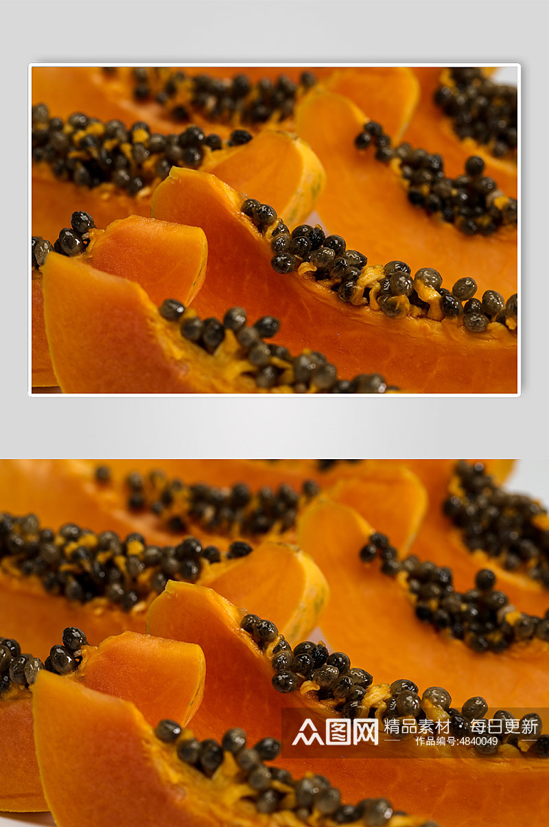 木瓜切片排列水果食物物品摄影图片素材
