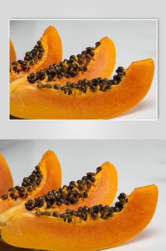 木瓜切片排列水果食物物品摄影图片
