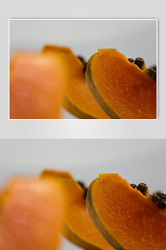 木瓜切片排列水果食物物品摄影图片
