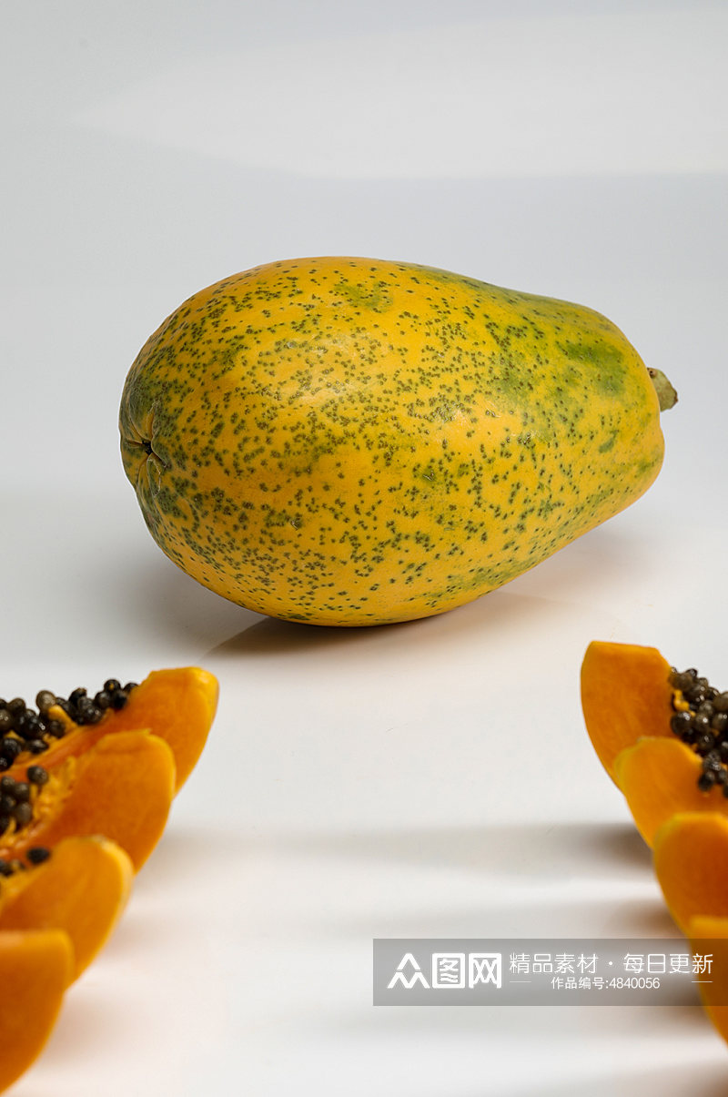 木瓜切片新鲜木瓜排列水果食物物品摄影图片素材