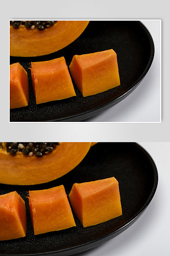 盘装切块木瓜水果食物物品摄影图片