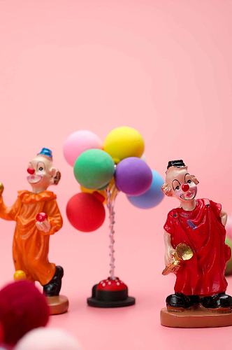 愚人节小丑玩偶黏土气球愚人节物品摄影图片