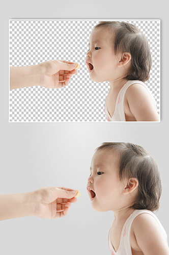 可爱婴幼儿张嘴巴吃东西PNG免抠摄影图