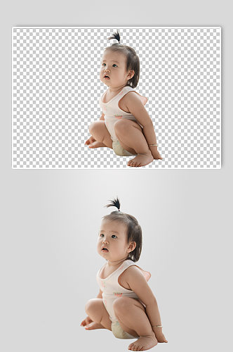 可爱婴幼儿坐地上PNG免抠摄影图