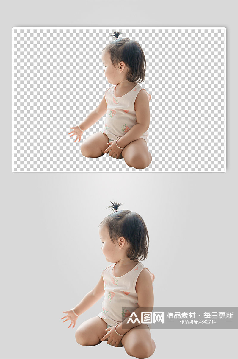 可爱婴幼儿坐地上PNG免抠摄影图素材