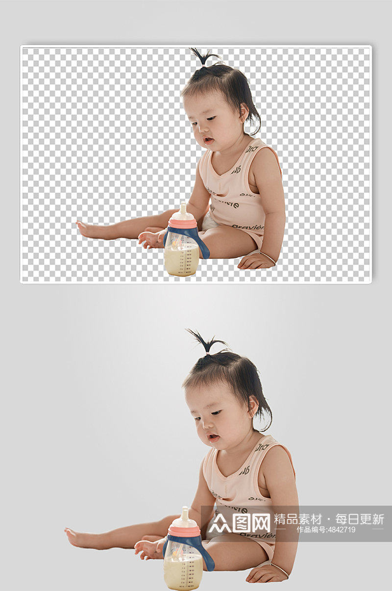 可爱婴幼儿坐地上PNG免抠摄影图素材
