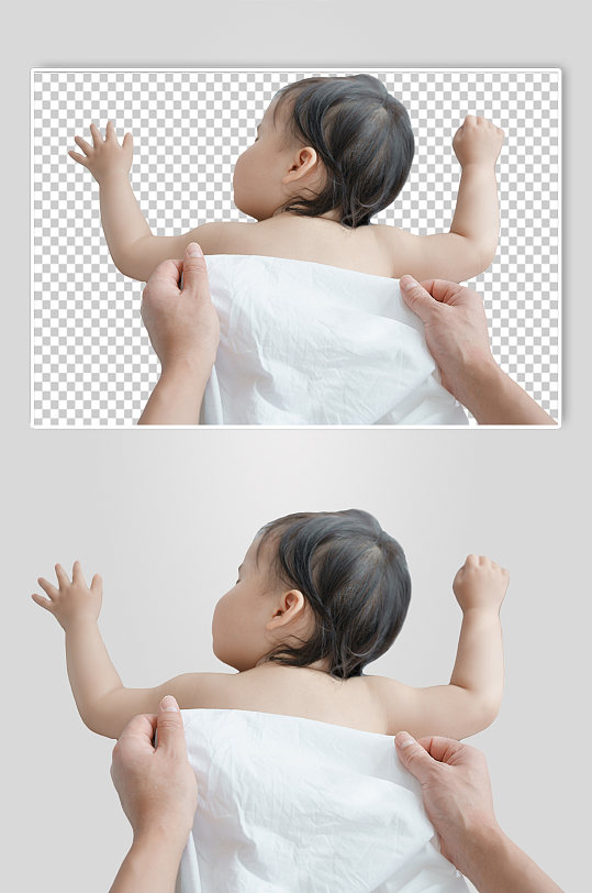 可爱婴幼儿换衣服PNG免抠摄影图