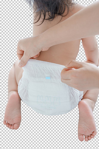 可爱婴幼儿换尿布PNG免抠摄影图