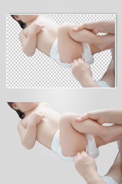 可爱婴幼儿换尿布PNG免抠摄影图