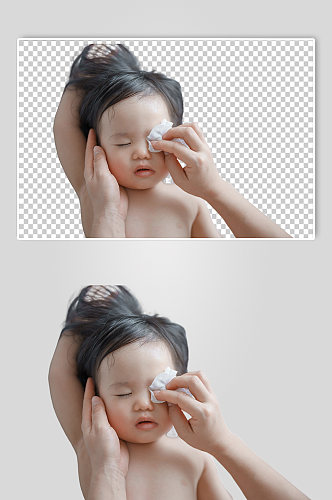 可爱幼儿婴儿清理脸部PNG免抠摄影图