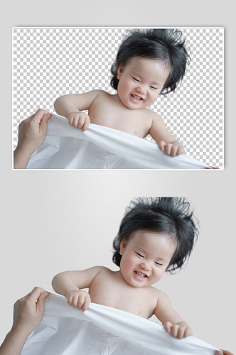 可爱幼儿婴儿盖被子PNG免抠摄影图
