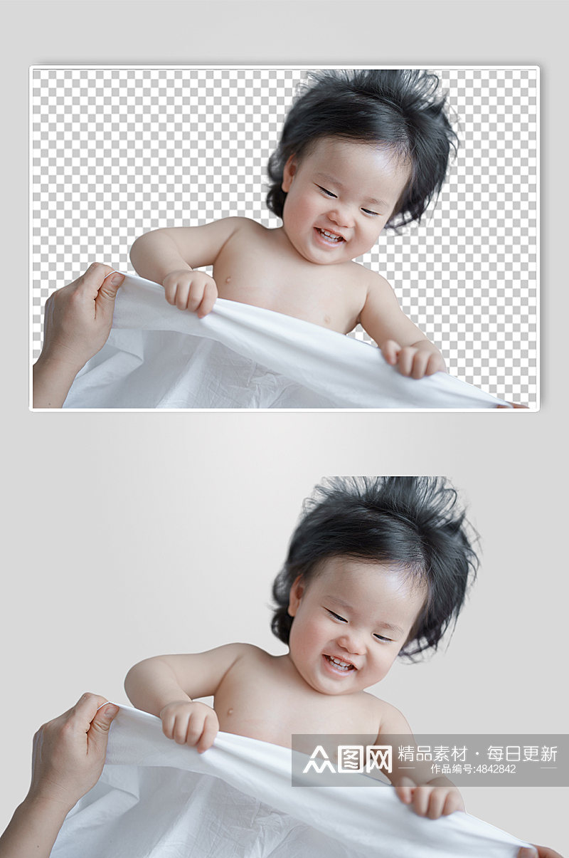可爱幼儿婴儿盖被子PNG免抠摄影图素材