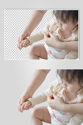 可爱婴幼儿换衣服PNG免抠摄影图