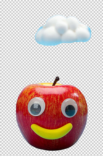 创意愚人节微笑苹果PNG免抠摄影图
