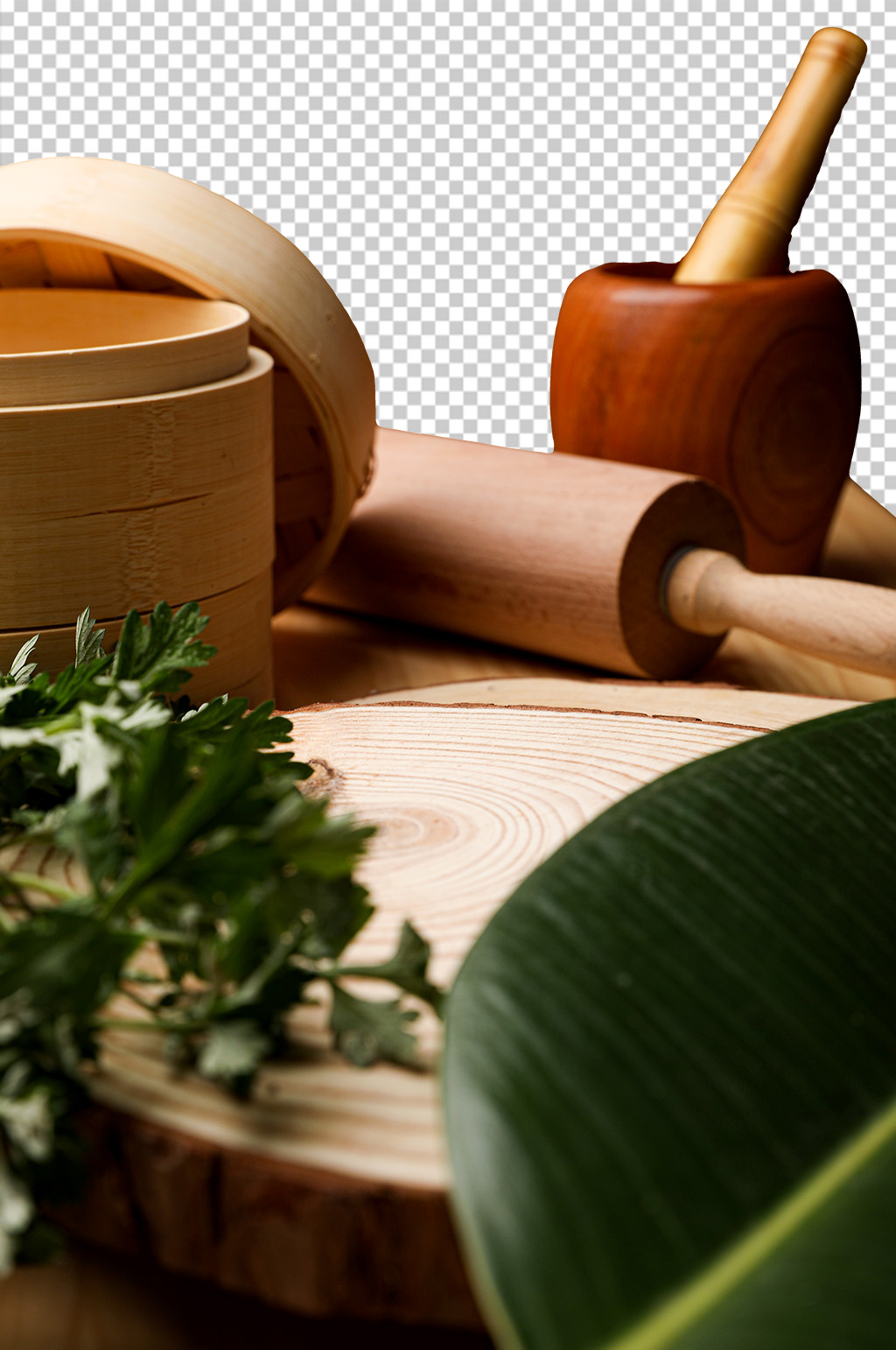 清明节素材砧板蒸笼擀面杖PNG免抠摄影图素材