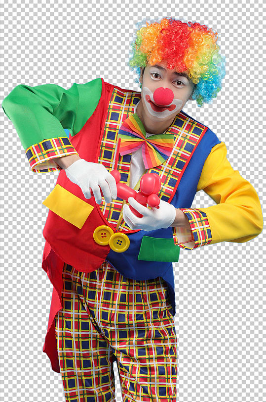 四一愚人节小丑玩气球PNG免抠摄影图