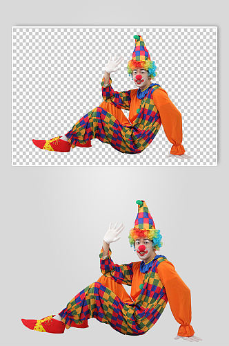 四一愚人节小丑坐地上PNG免抠摄影图