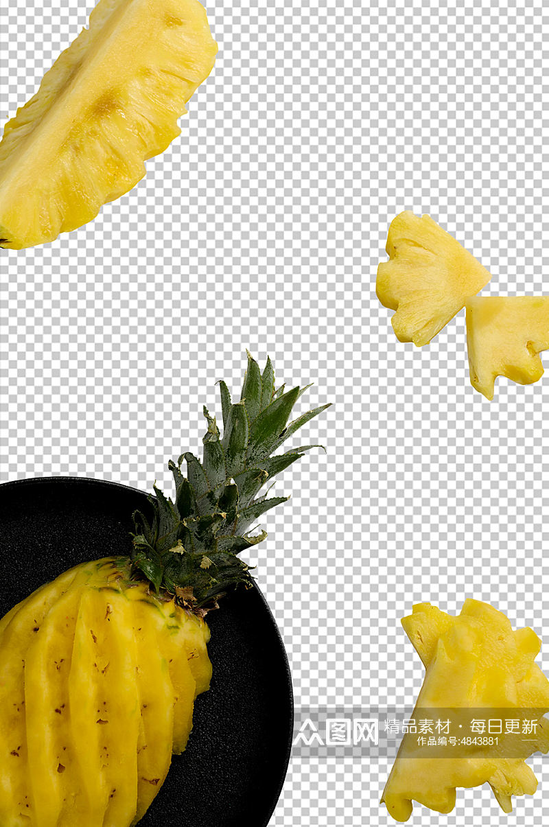 美味削皮菠萝切块菠萝PNG免抠摄影图素材