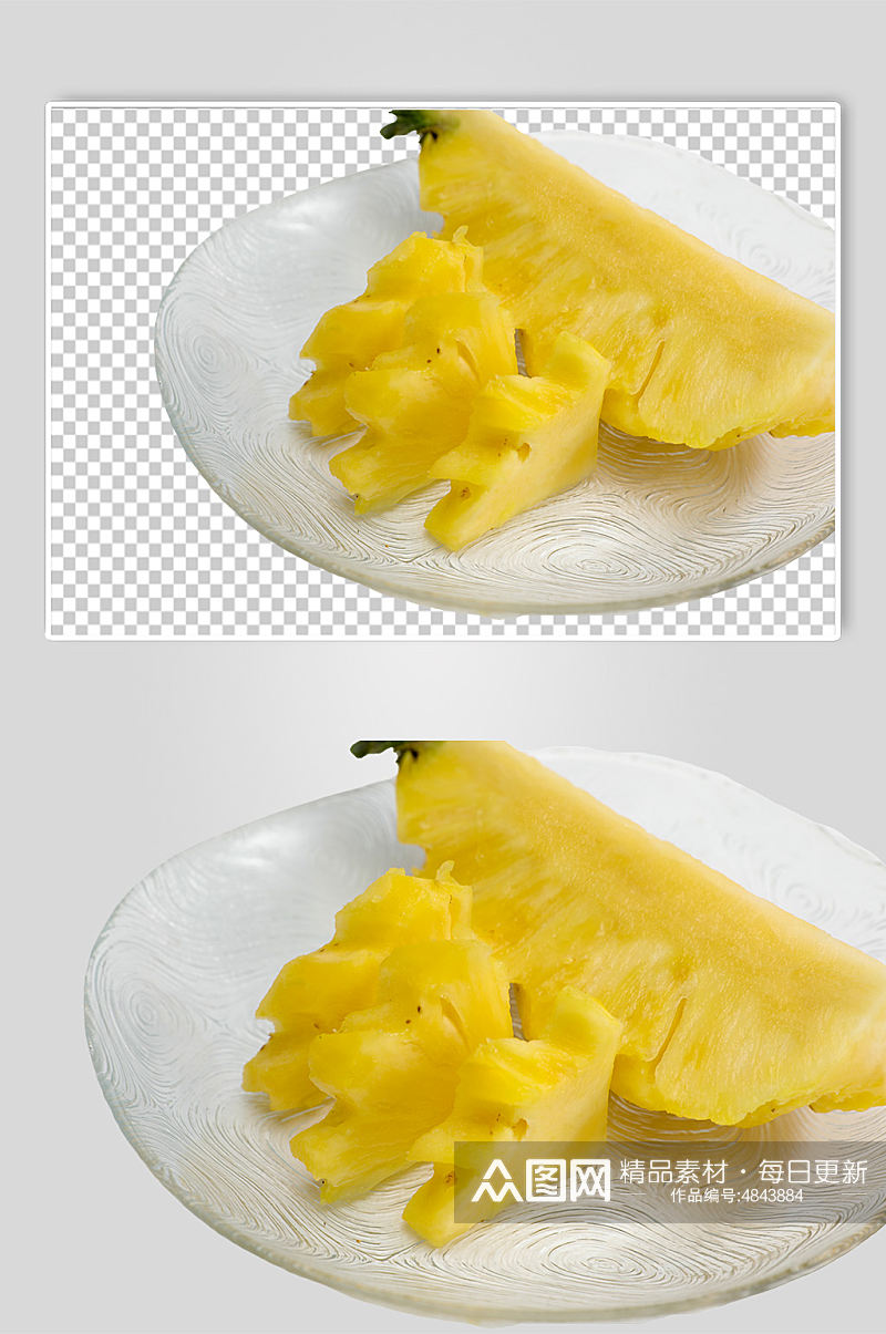 美味削皮菠萝切块菠萝PNG免抠摄影图素材