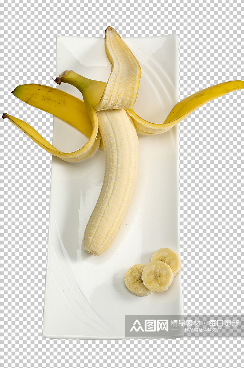 新鲜剥皮香蕉水果食物PNG免抠摄影图素材