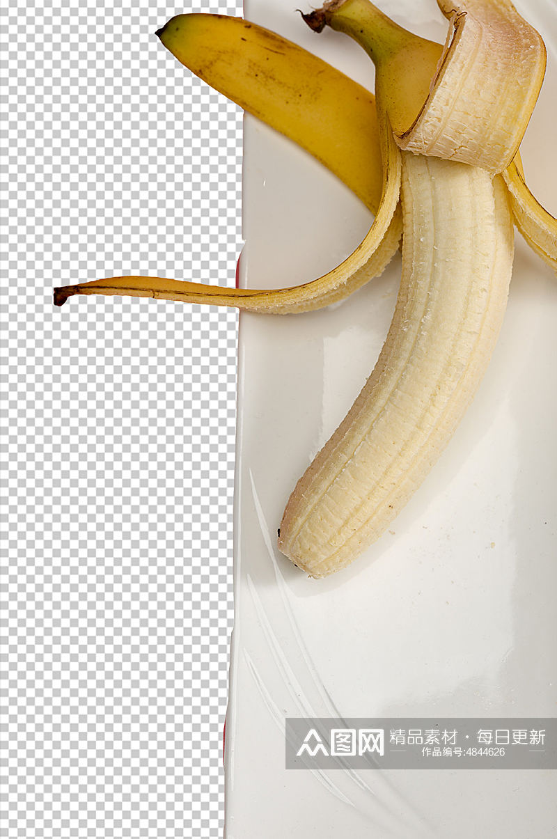 新鲜剥皮香蕉PNG免抠摄影图素材