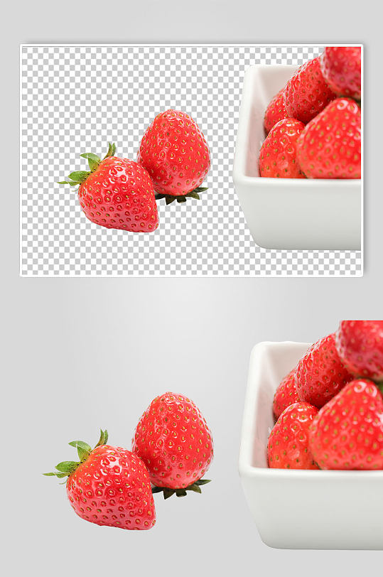 碗装草莓水果PNG免抠摄影图