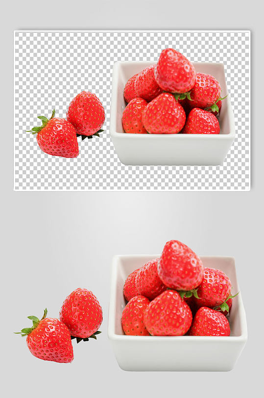 碗装草莓水果PNG免抠摄影图
