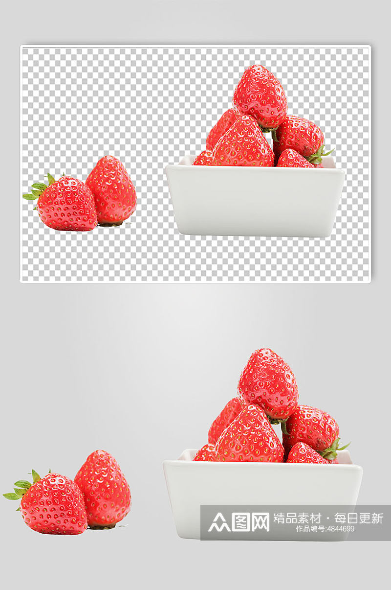 碗装草莓水果PNG免抠摄影图素材