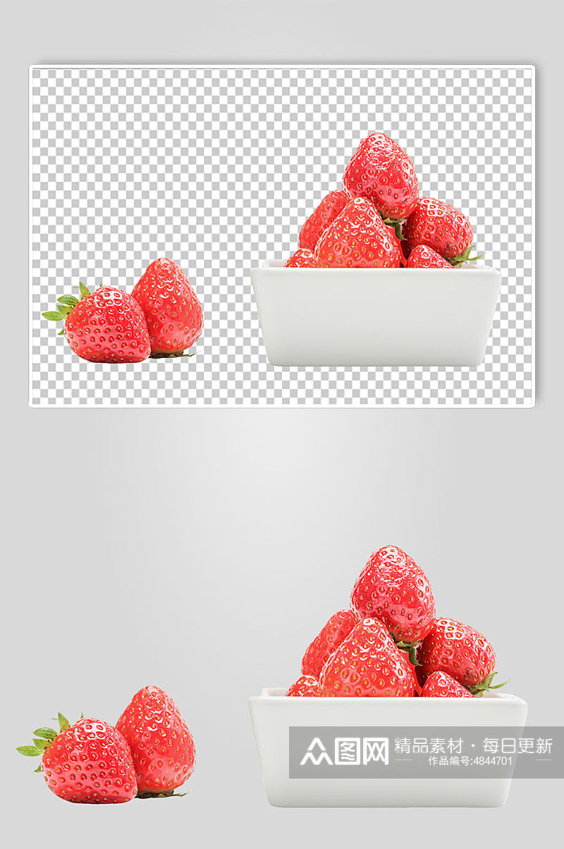 碗装草莓水果PNG免抠摄影图素材