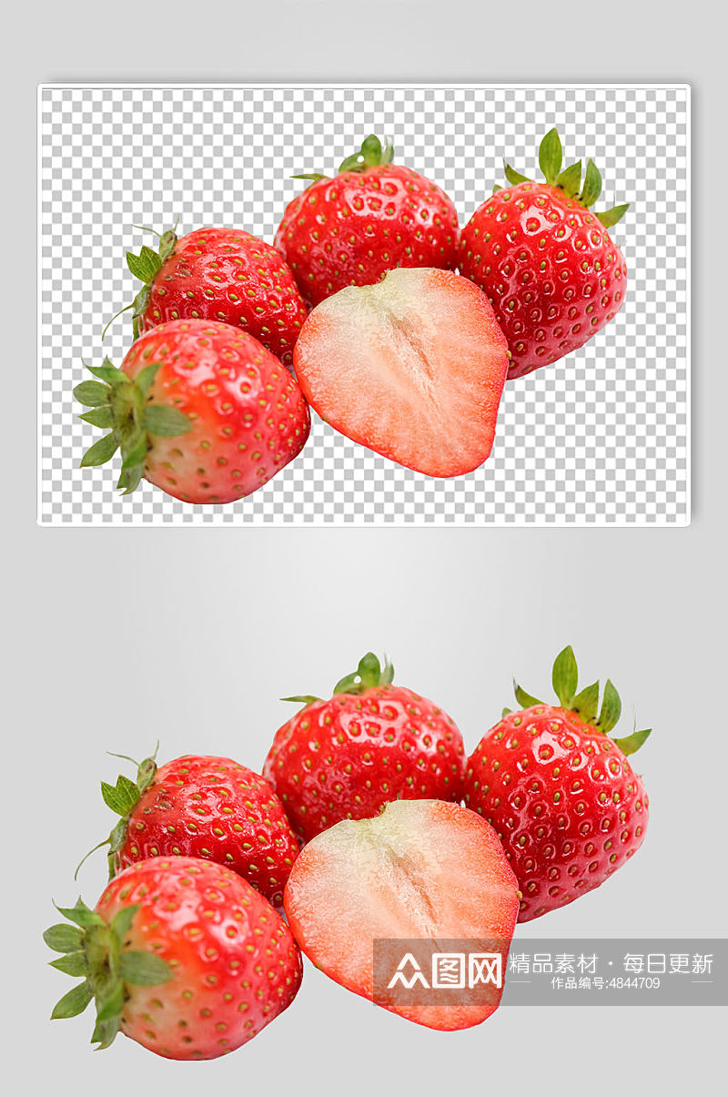 新鲜红色草莓水果PNG免抠摄影图素材