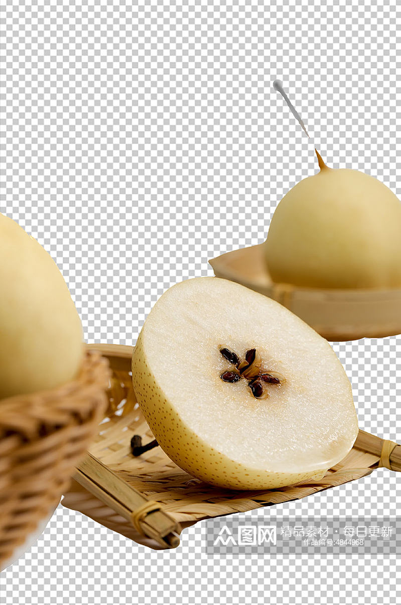 新鲜梨子切面水果PNG免抠摄影图素材