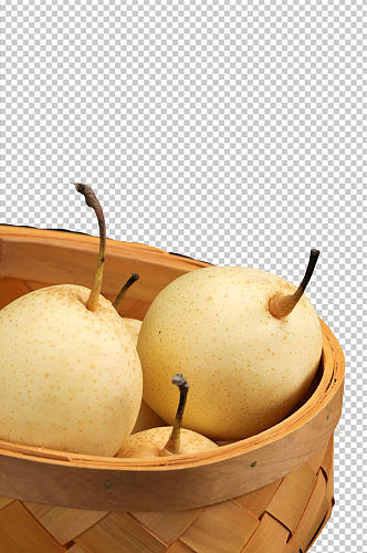 篮子新鲜梨子块水果PNG免抠摄影图
