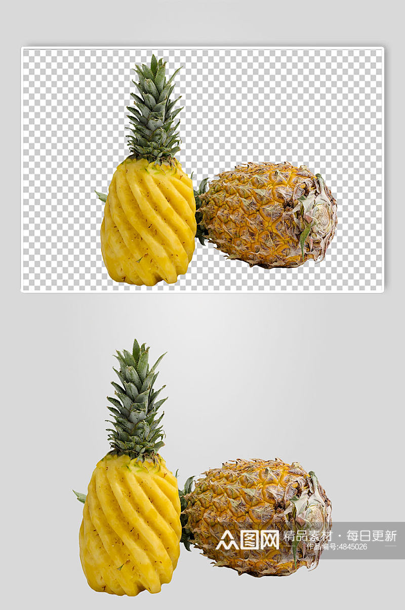 削皮菠萝新鲜菠萝水果PNG免抠摄影图素材