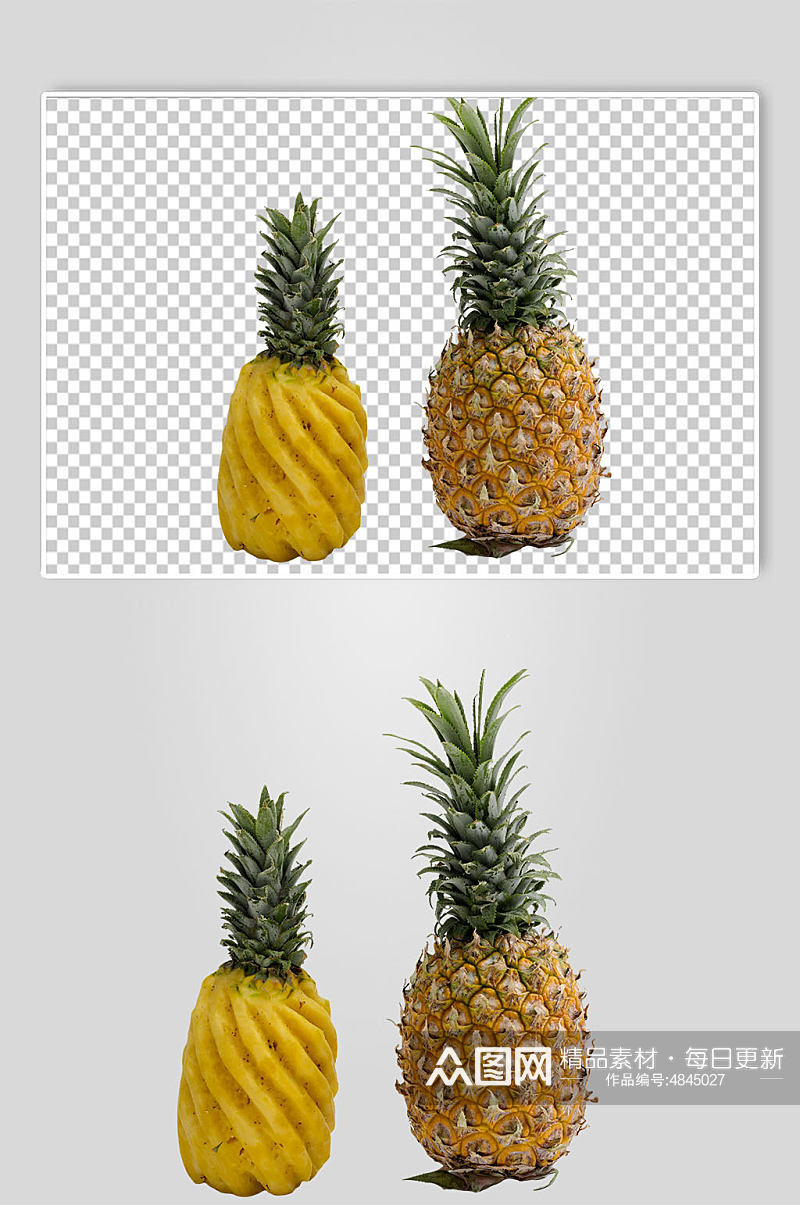 削皮菠萝新鲜菠萝水果PNG免抠摄影图素材